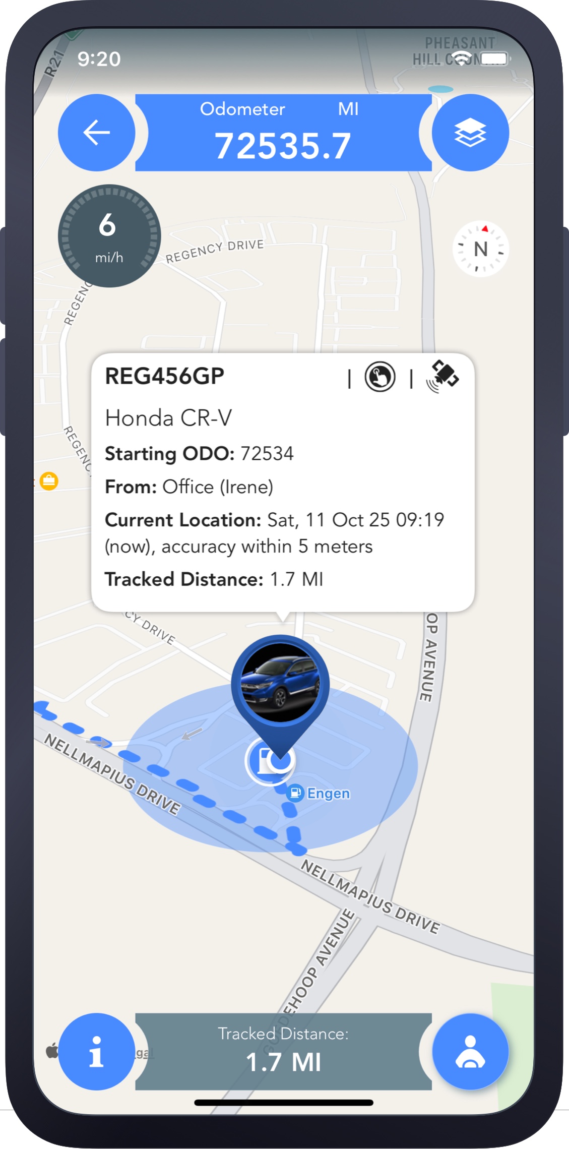 Trip Logbook automatic mileage tracker - Trip In Progress Map